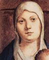 Antonello da Messina: Thronende Madonna, Fragment der Pala di San Cassiano, Venedig, Detail: Kopf der Madonna
