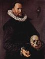 Hals, Frans: Porträt eines etwa sechzigjährigen Mannes mit Totenschädel in der linken Hand