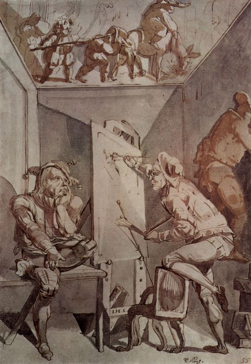 Fssli, Johann Heinrich: Ein Maler mit Brille zeichnet einen Narren