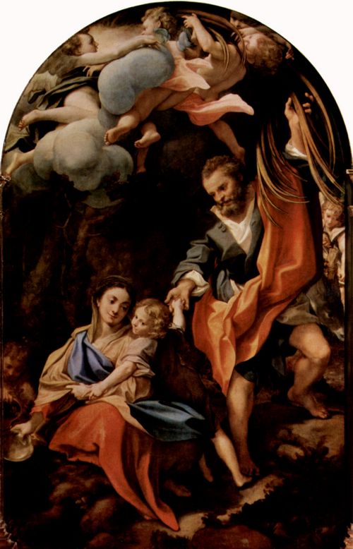 Correggio: Madonna della Scodella, Szene: Ruhe auf der Flucht nach gypten