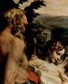Correggio: Madonna des Hl. Hieronymus (Der Tag), Szene: Maria mit dem Kind, der Hl. Hieronymus, die Hl. Maria Magdalena, Johannes der Tufer und ein Engel, Detail: Hl. Hieronymus und Engel