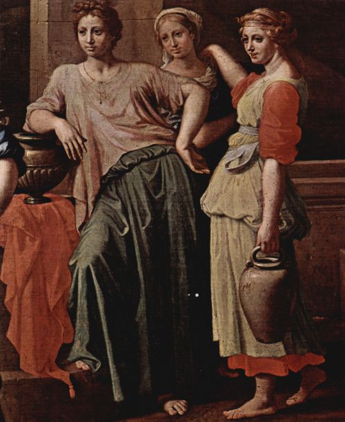 Poussin, Nicolas: Rebekka am Brunnen mit Eliser, dem Brautwerber im Auftrag Abrahams fr Isaak, Detail