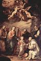 Ribera, José de: Die Heilige Familie mit Hl. Bruno, dem Kartäuser und Heiligen, links: Hl. Bernhard von Siena und Hl. Bonaventura sowie Hl. Elias
