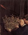 Eyck, Jan van: Madonna des Kanzlers Nicholas Rolin, Detail: Engel mit der Krone Mariens