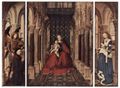 Eyck, Jan van: Marienaltar, Dresdner Triptychon, Rückseite der Flügel, Szene: Maria Verkündigung