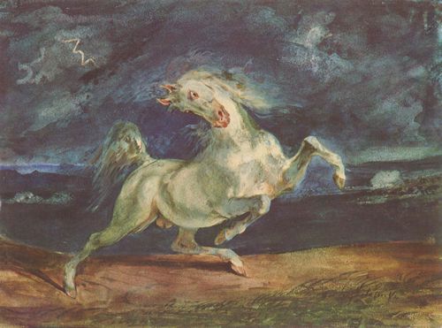 Delacroix, Eugne Ferdinand Victor: Vor dem Blitz scheuendes Pferd