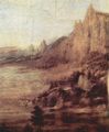 Leonardo da Vinci: Die Taufe Christi, Detail: Landschaft