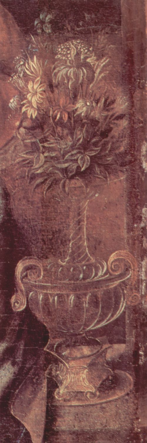 Leonardo da Vinci: Madonna mit der Nelke, Detail: Blumen