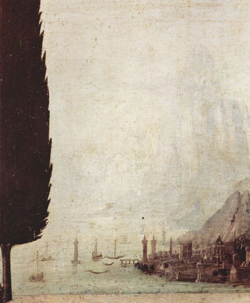 Leonardo da Vinci: Verkündigung an Maria, Detail: Landschaft