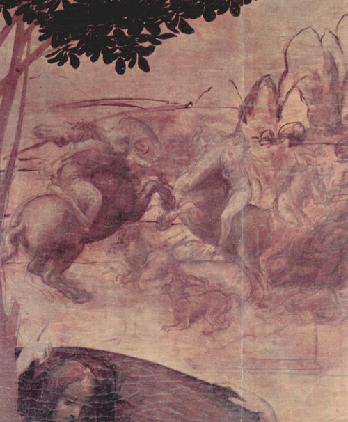 Leonardo da Vinci: Die Anbetung der Hl. Drei Könige, Detail