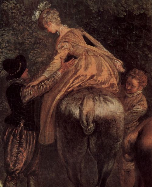 Watteau, Antoine: Treffen zur Jagd (Rendez-vous de chasse), Detail