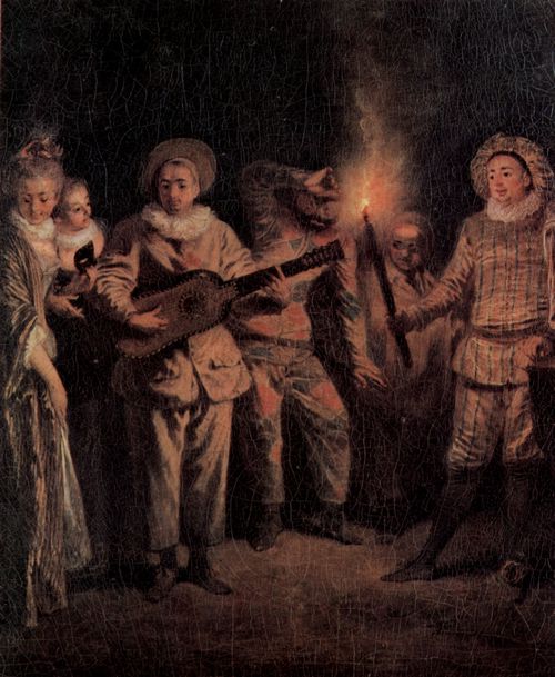 Watteau, Antoine: Die italienische Komdie (L'amour au thtre italien), Detail