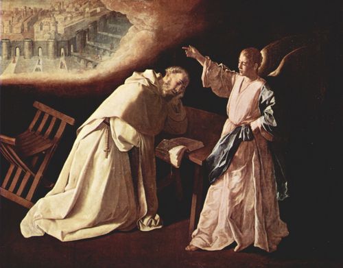 Zurbarn, Francisco de: Gemldezyklus »Szenen aus dem Leben des Hl. Pedro Nolasco«, Szene: Vision vom Himmlischen Jerusalem