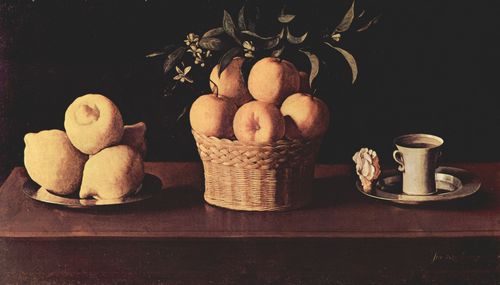 Zurbarn, Francisco de: Teller mit Zitronen, Korb mit Orangen und Tasse mit Rose