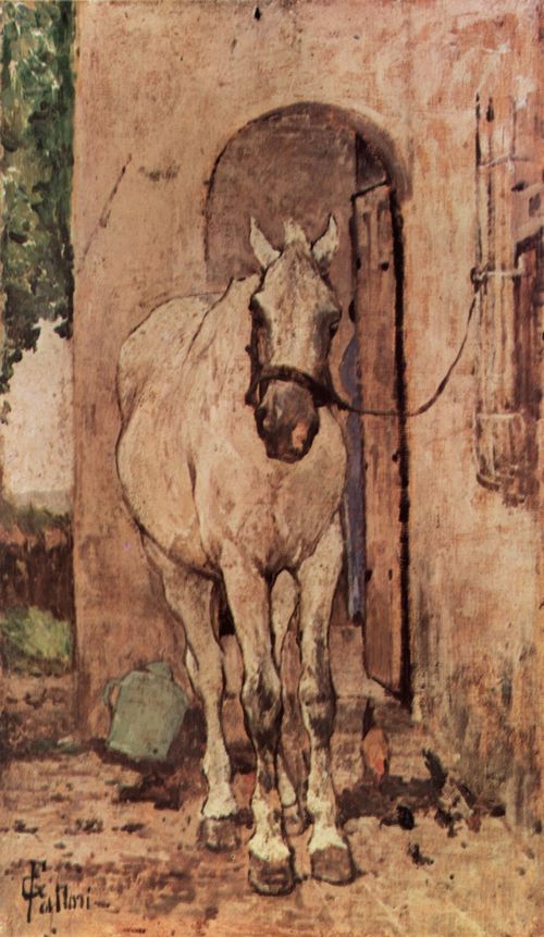Fattori, Giovanni: Weies Pferd vor einer Tr