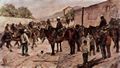 Fattori, Giovanni: Artilleriecorps zu Pferd auf einer Dorfstraße