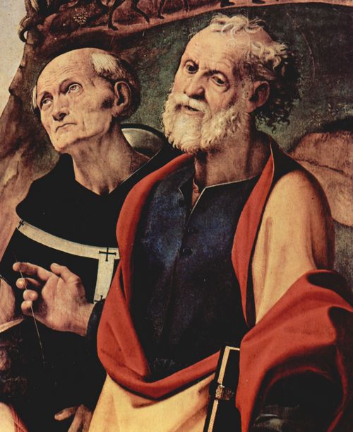 Piero di Cosimo: Unbefleckte Empfngnis, Szene: Maria und Heilige, Detail: Hl. Petrus und Hl. Antonius Pierozzi, Bischof von Florenz