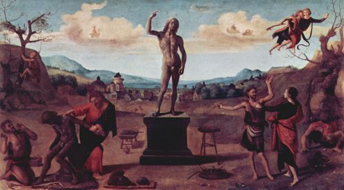 Piero di Cosimo: Mythos des Prometheus, Gemldefolge von fnf Bildern