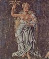 Tura, Cosm: Fresken mit Monatsdarstellungen im Palazzo Schifanoia, Szene: August-Triumphzug der Demeter, Detail: Allegorie des Segens