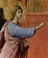 Duccio di Buoninsegna: Maest, Altarretabel des Sieneser Doms, Vorderseite, Predella mit Szenen aus der Kindheit Jesu und Propheten, Szene: Verkndigung, Detail