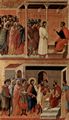 Duccio di Buoninsegna: Maestà, Altarretabel des Sieneser Doms, Rückseite, Hauptregister mit Szenen zu Christi Passion, Szenen: Christus vor Pilatus und Christus vor Herodes