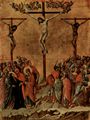 Duccio di Buoninsegna: Maestà, Altarretabel des Sieneser Doms, Rückseite, Hauptregister mit Szenen zu Christi Passion, Szene: Kreuzigung