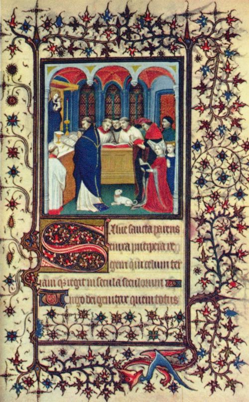 Meister des Marchal de Boucicaut: Heures de Marchal de Boucicaut (Stundenbuch), Szene: Dame whrend der Messe