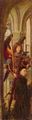 Eyck, Jan van: Marienaltar, Dresdner Triptychon, linker Flügel: Erzengel Michael mit dem Stifter, Rückseite: Verkündigungsengel