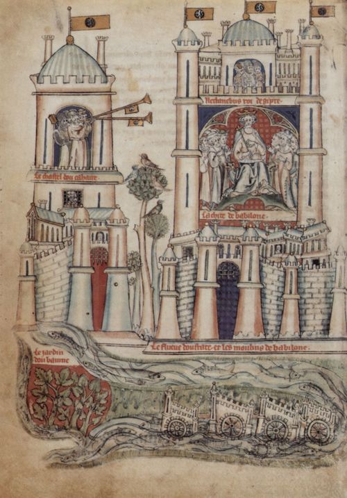 Flmischer Meister des 13. Jahrhunderts: Histoire du bon roi Alexandre (Alexanderroman), Szene: Le chastel dou Cahaire