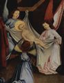 Herlin, Friedrich (Umkreis): Geburt Christi, Anbetung des Christuskindes, Detail: Engel tragen das Christuskind