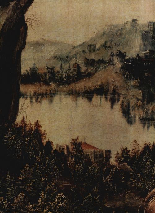 Cranach d. ., Lucas: Madonna unter dem Apfelbaum, Detail: Landschaftsdarstellung