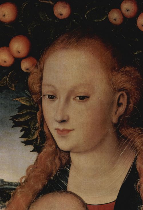 Cranach d. ., Lucas: Madonna unter dem Apfelbaum, Detail: Kopf der Madonna