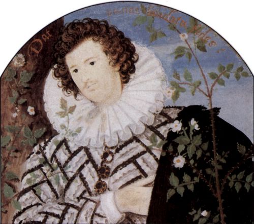 Hilliard, Nicholas: Portrt eines Jnglings unter Rosen, Oval, Detail