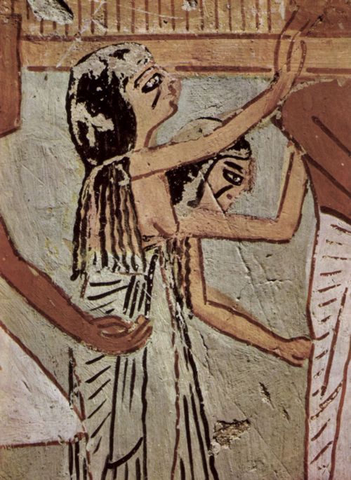 Maler der Grabkammer des Thotemhab: Grabkammer des Thotemhab, Leiter der Weberein unter Pharao Amun, Szene: Klagefrauen, Detail