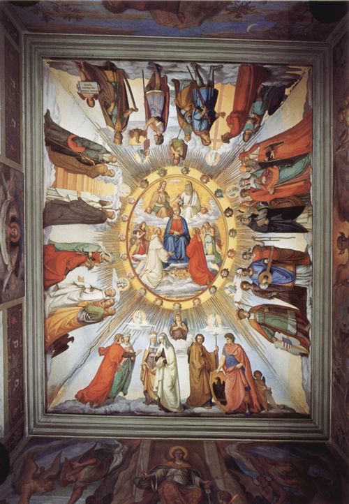 Veit, Philipp: Freskenzyklus im Casino Massimo in Rom, Dante-Saal, Szene: Das Empyreum und Gestalten aus den acht Himmeln des Paradieses