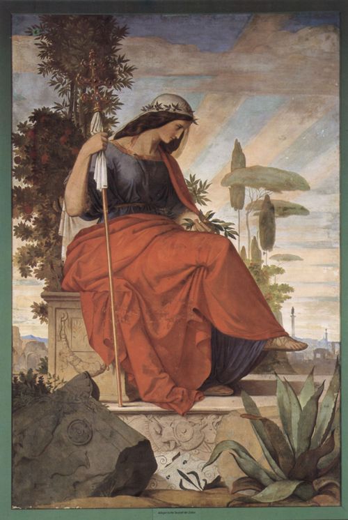 Veit, Philipp: Wandbild aus dem alten Stdelschen Institut, linkes Seitenbild, Szene: Allegorische Figur der Italia