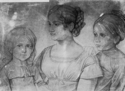 Cornelius, Peter von: Caroline Grossi mit ihren Kindern