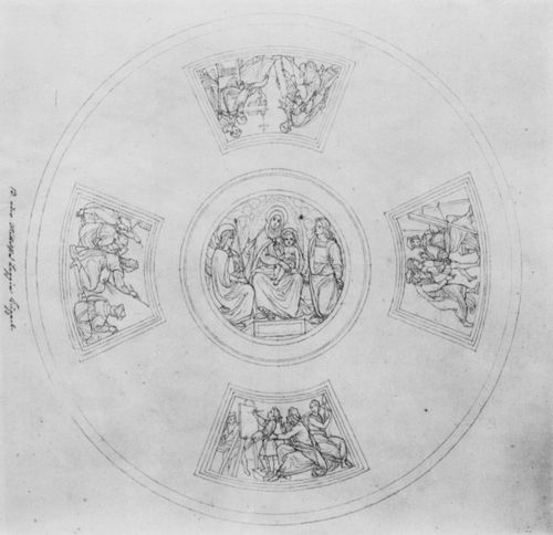 Cornelius, Peter von: Entwurf fr die Loggien der Alten Pinakothek in Mnchen, Kuppel, Szenen zu Raffael