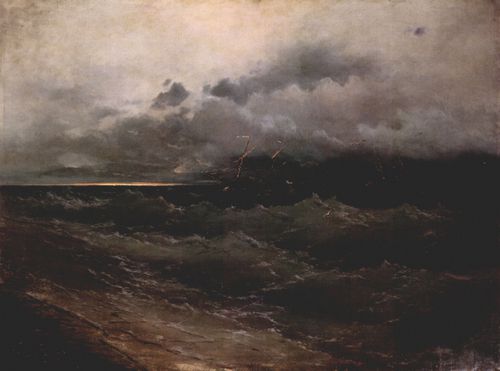 Aiwasowskij, Iwan Konstantinowitsch: Schiffe in strmischer See, Sonnenaufgang