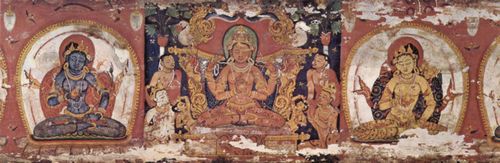 Indischer Maler um 1080: Prajnpramit-Manuskript (»Vollendung der Weisheit«), Szene: Bodhisattva Prajnpramit