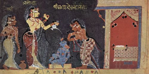Meister der Bhgavata-Purna-Handschrift: Bhgavata-Purna-Handschrift, Szene: Der Knabe Krishna im Bade