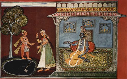 Indischer Maler um 1690: Rasamañjarî-Manuskript des Bhânudatta (Erotische Abhandlung), Szene: Liebhaber