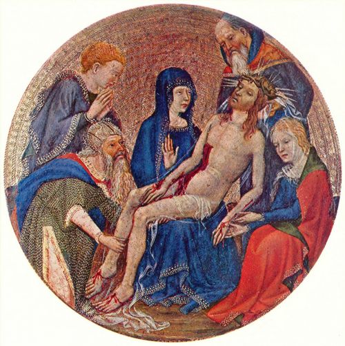 Franzsischer Meister um 1390: Kleine Piet in Rundform, Szene: Christi Beweinung, Tondo