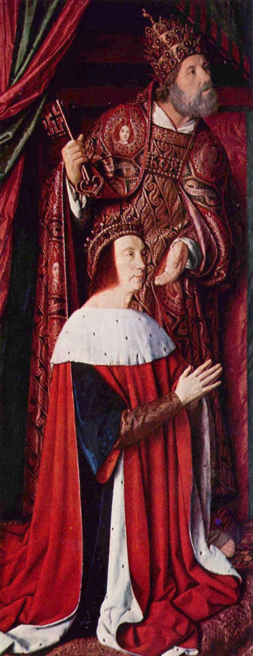 Meister von Moulins: Triptychon von Moulins, linker Flgel: Portrt des Pierre de Bourbon mit dem Hl. Petrus