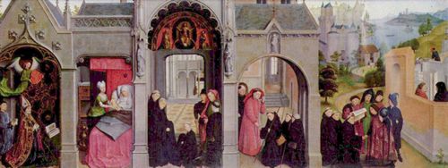 Marmion, Simon: Hochaltar der Abteikirche St-Bertin in St-Omer, linker Flgel auen: Szenen aus dem Leben des Hl. Bertin