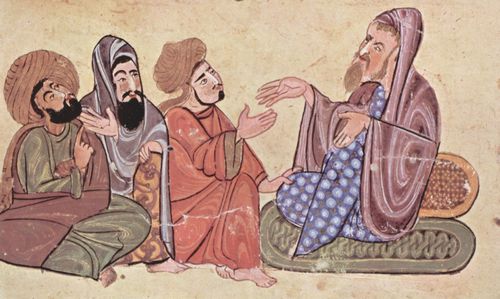 Meister des al-Mubashshir-Manuskripts: Die auserlesensten Weisheitssprche und schnsten Reden, al-Mubashshir-Manuskript, Szene: Solon und Schler