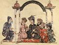 Syrischer Maler von 1222: Maqâmât (Versammlungen) des al-Harîrî, Szene: Abû Zayd spricht zu einer Versammlung in Najrân (42. Maqâmât)