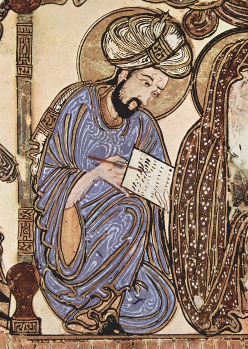 Irakischer Maler von 1287: Die Schriften der lauteren Brüder, Szene: Autoren in ihrem Milieu, Detail: der Schreiber