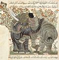 Arabischer Maler um 1295: Buch über die Nützlichkeit der Tiere des Abû Sa'îd 'Ubayd Allâh ibn Bakhtîshû, Szene: Zwei Elefanten
