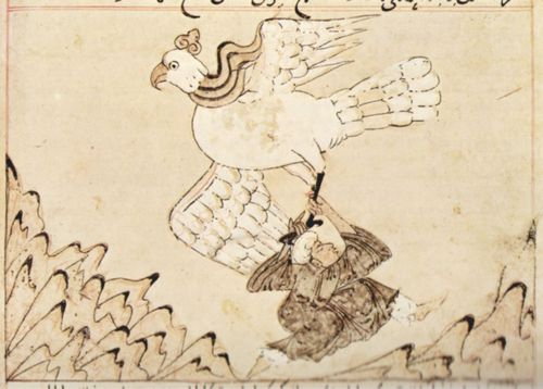 Irakischer Maler um 1280: Die Wunder der Schöpfung des al-Qazwînî, Szene: Die wunderbare Rettung des ausgesetzten Reisenden